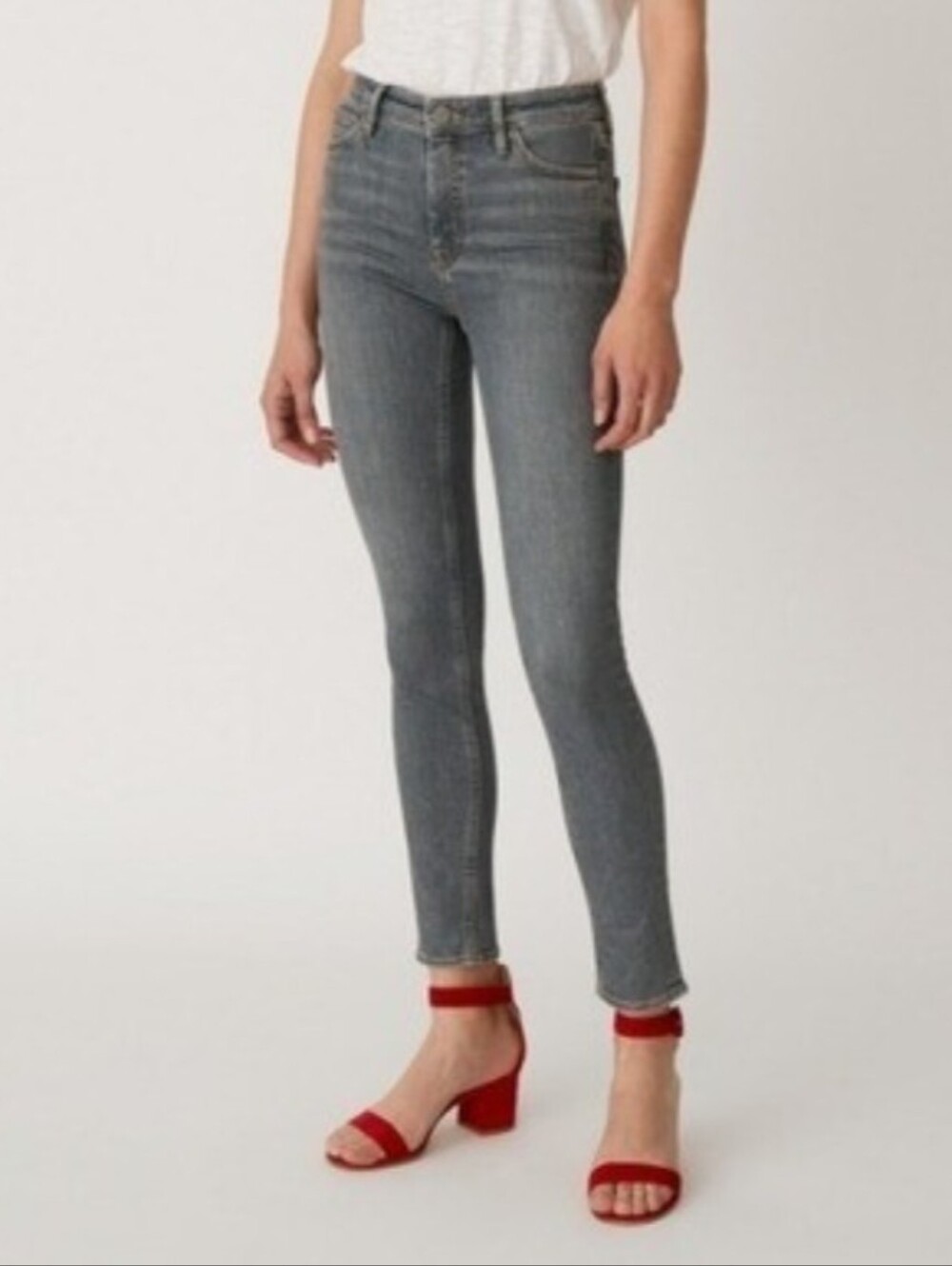 WHBM Grey Washed Skinny Jeans Size 8